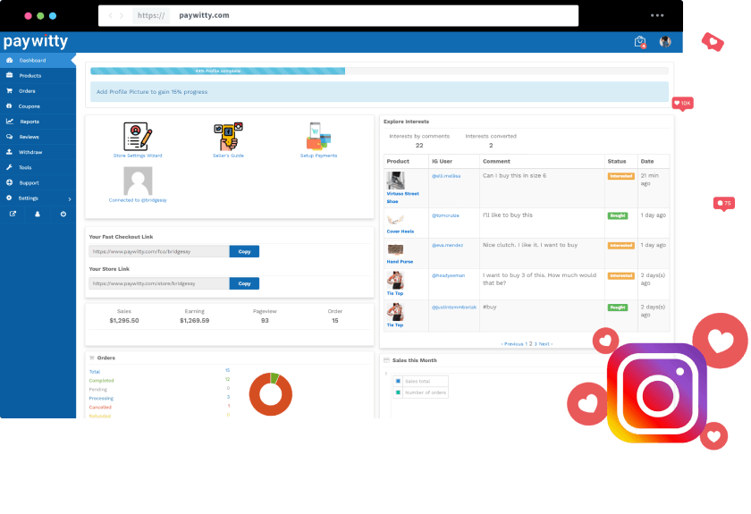 Paywitty - Sell right within Instagram